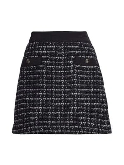 Shop Sandro Gioli Tweed Flare Skirt In Navy Blue