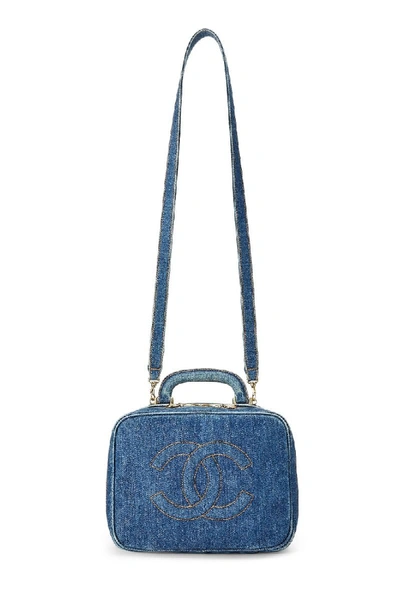 Pre-owned Chanel Blue Denim Lunch Box Vanity Bag