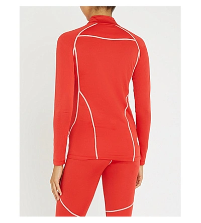 Shop Perfect Moment Half-zip Knitted Thermal Top In Red