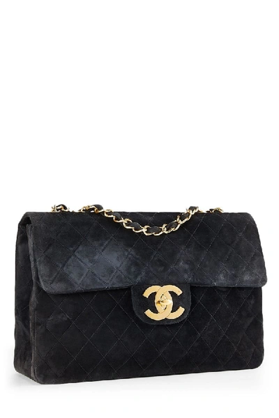 Pre-owned Chanel Black Quilted Suede Half Flap Maxi