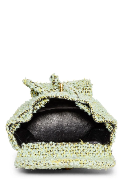 Pre-owned Chanel Green Tweed Classic Backpack Medium