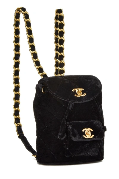 Pre-owned Chanel Black Quilted Velvet Classic Backpack Mini
