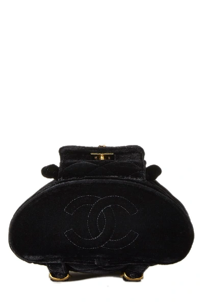 Pre-owned Chanel Black Quilted Velvet Classic Backpack Mini