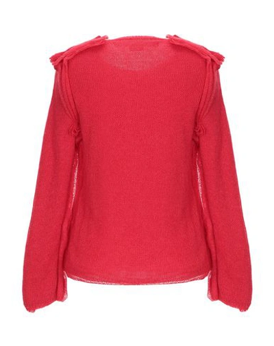 Comme Des Garçons Raw Hem Sweater In Red