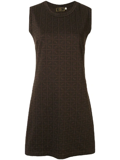 Pre-owned Fendi Zucca Pattern Dress In Brown