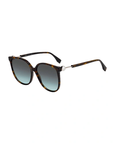 Shop Fendi Round Acetate Sunglasses In Dark Havana