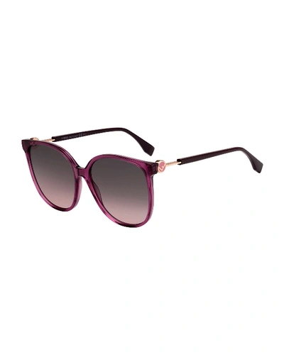 Shop Fendi Round Acetate Sunglasses In Plum