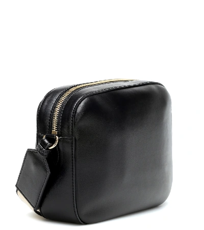 Shop Stella Mccartney Logo Faux Leather Shoulder Bag In Black