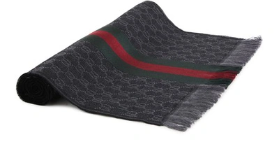Shop Gucci Gg Jacquard Scarf In Anthracite-d-green