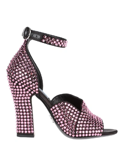 Shop Prada Embellished Sandal In Pink