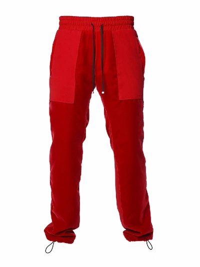 Shop Amiri Velvet Commando Sweatpants Red