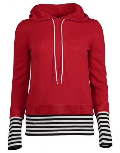 Shop Michael Kors Layered Pullover Hoodie In Crim-wht