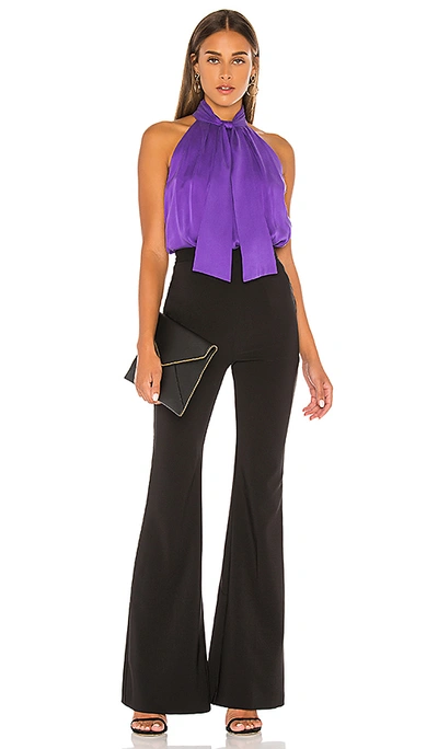 Shop Alice And Olivia Leia Tie Neck Hatler Top In Violet