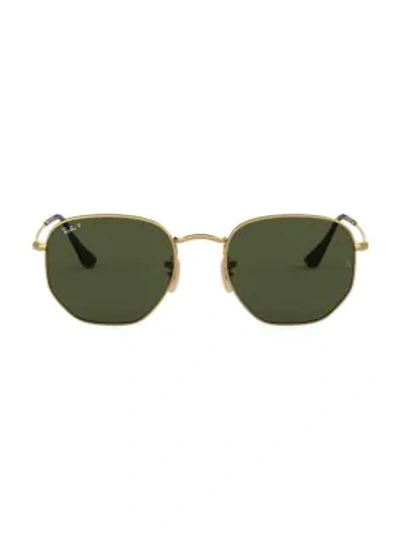 Shop Ray Ban Rb3548 51mm Hexagonal Sunglasses In Dark Green