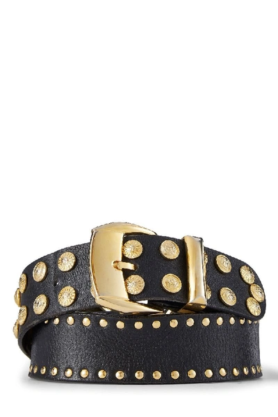 Pre-owned Versace Black Leather & Gold Medusa Belt