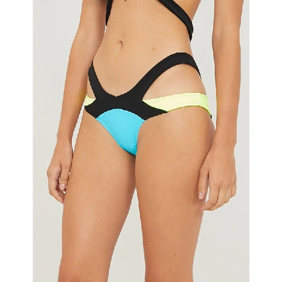 Shop Agent Provocateur Zendaya Colour-block Bikini Bottoms In Aqua/yellow