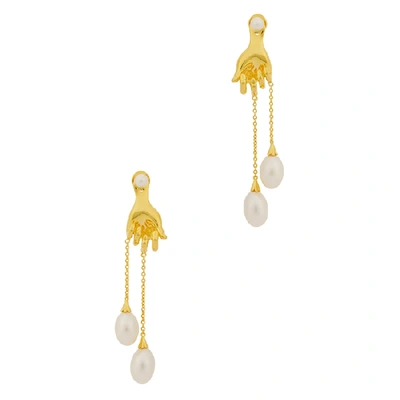 Shop Anissa Kermiche Grab Them By The Balls Drop Earrings In Pearl