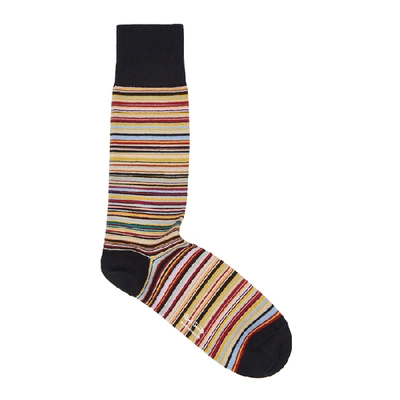 Shop Paul Smith Striped Cotton-blend Socks In Multicoloured