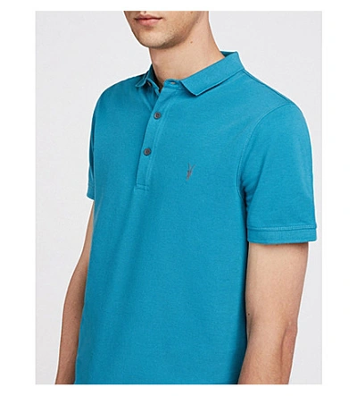 Shop Allsaints Parlour Cotton-blend Polo-shirt* In Arch Blue