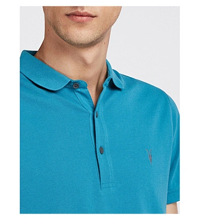 Shop Allsaints Parlour Cotton-blend Polo-shirt* In Arch Blue