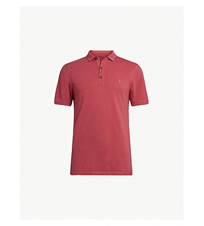 Shop Allsaints Parlour Cotton-blend Polo-shirt* In Facade Pink