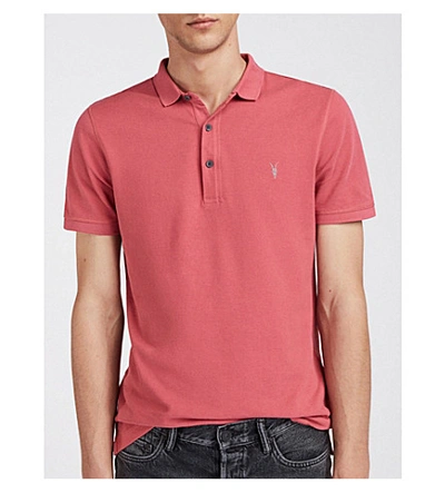 Shop Allsaints Parlour Cotton-blend Polo-shirt* In Facade Pink