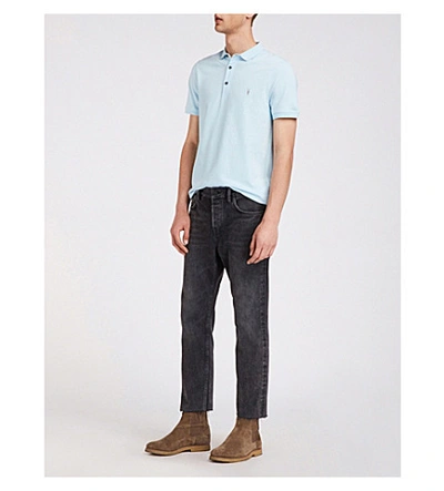 Shop Allsaints Parlour Cotton-blend Polo-shirt* In Icing Blue