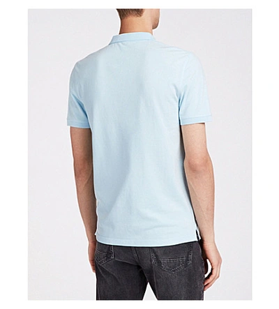 Shop Allsaints Parlour Cotton-blend Polo-shirt* In Icing Blue