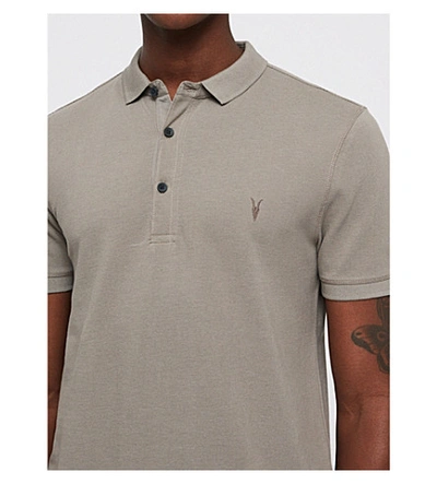 Shop Allsaints Parlour Cotton-blend Polo-shirt* In Minegrey