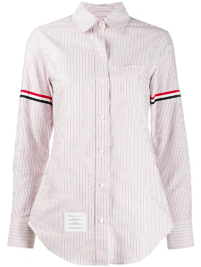 Thom Browne University-stripe Oxford Shirt In Red