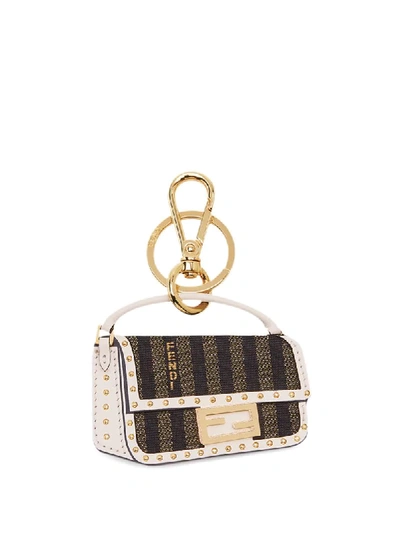 Shop Fendi Nano Baguette Bag Charm In Brown