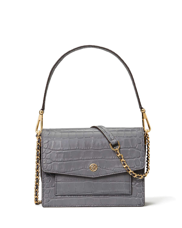 Tory Burch Robinson Crocodileembossed Medium Leather Shoulder Bag In