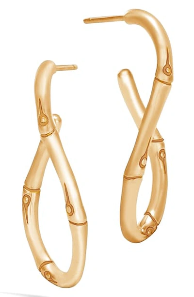 Shop John Hardy Bamboo Medium Twisted Hoop Earrings In Gold