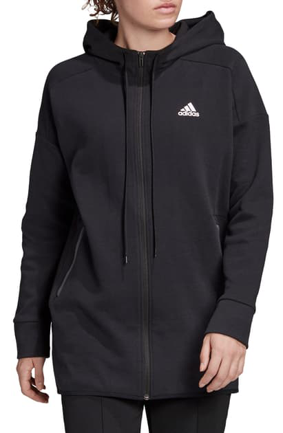 adidas originals hooded coat with back logo in black