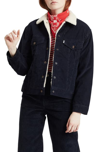 levi's trucker jacket navy blazer