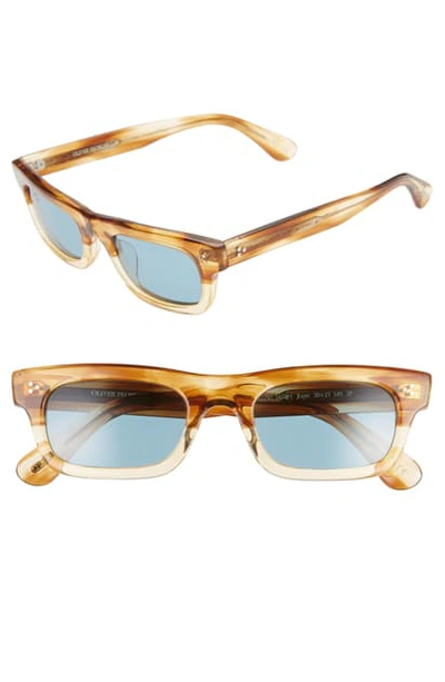 Shop Oliver Peoples Jaye Sun 50mm Polarized Rectangle Sunglasses In Honey/ Teal Polar