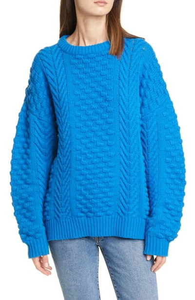 Shop Tory Sport Oversize Merino Wool Blend Sweater In Galleria Blue