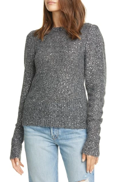 Shop Frame Sequin Sweater In Smoke Heather