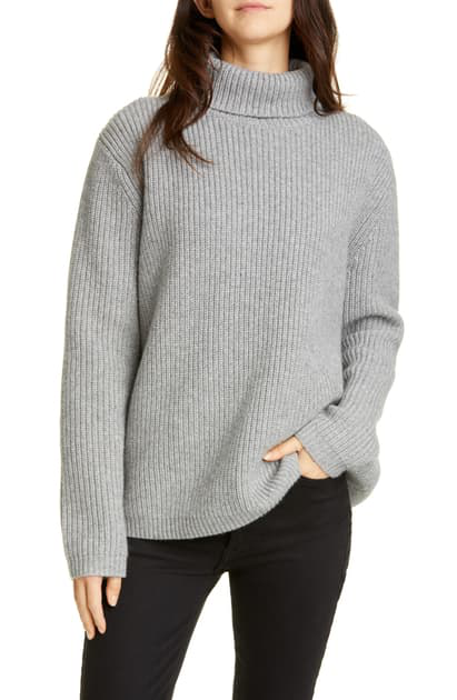 Jenni Kayne Ribbed Cashmere Turtleneck Sweater In Heather Grey | ModeSens
