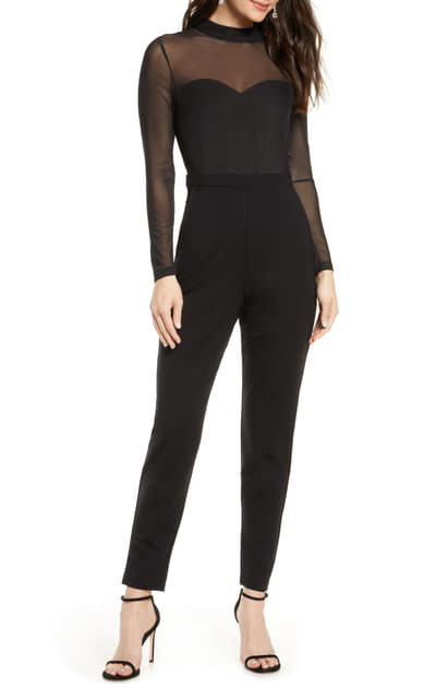 leah mesh & jersey jumpsuit