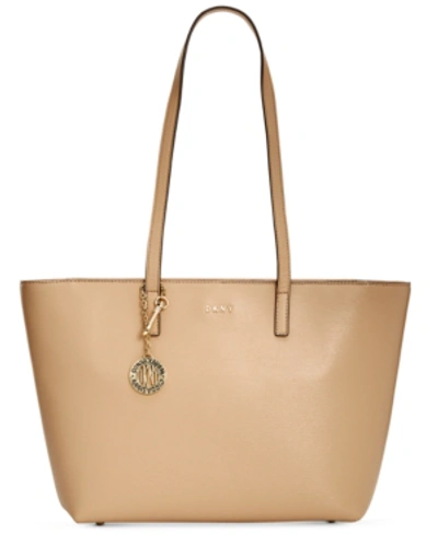 Shop Dkny Sutton Leather Bryant Medium Tote, Created For Macy's In Egg Nog
