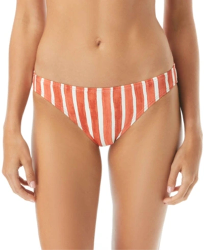 Shop Vince Camuto Hammock Striped Bikini Bottoms Women's Swimsuit In Papaya