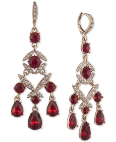 Shop Givenchy Pave & Stone Chandelier Earrings In Red