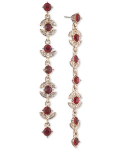 Shop Givenchy Pave & Stone Linear Drop Earrings In Red