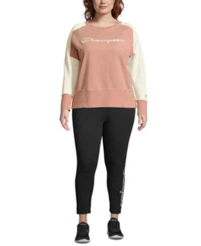 Shop Champion Plus Size Heritage Herringbone Sweatshirt In Dream Pink