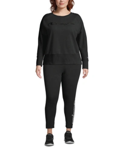 Shop Champion Plus Size Heritage Herringbone Sweatshirt In Black