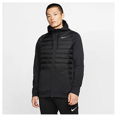 Shop Nike Men's Winterized Therma Full-zip Hoodie In Black