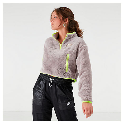 nike sportswear fleece quarter zip crop pullover