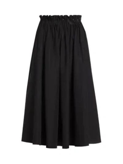 Shop Marni Paperbag Cotton Poplin Midi Skirt In Black