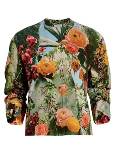 Shop Akris Punto Cactus Blossum Collarless Jacket In Cactus Blossom